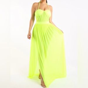 Mesh Maxi Skirt and Bodysuit Set